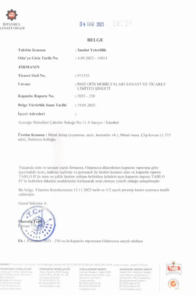 İMALAT YETERLİLİK 2024